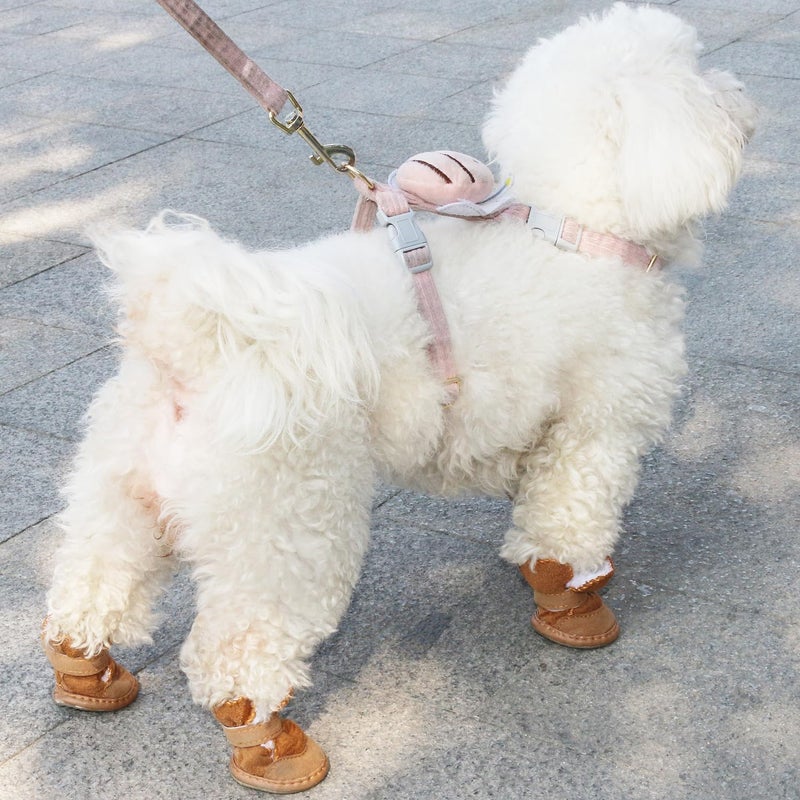 URBEST Dog Shoes with Hook Loop Closure Booties Pet Dog Chihuahua Shoes Boots, 4Pcs (1#, Brown) - Image 2